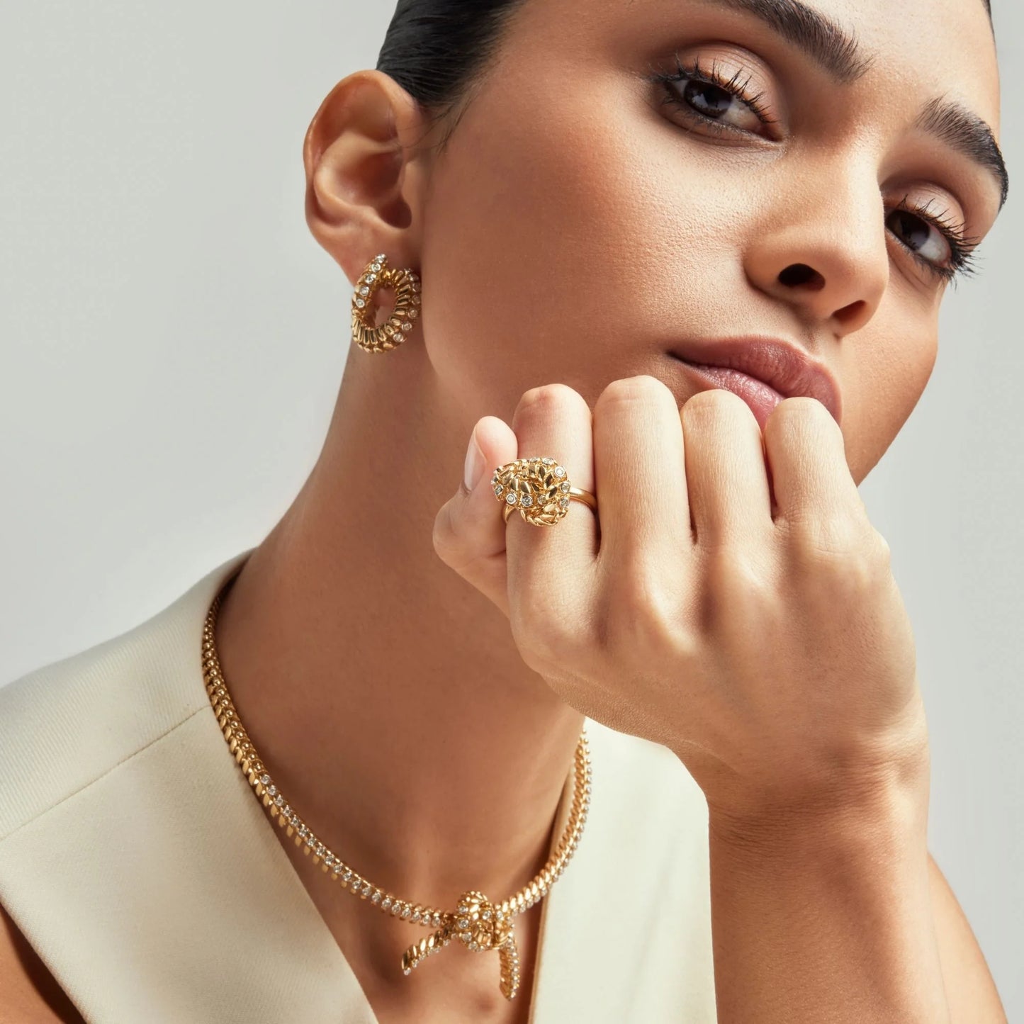 Yellow Diamond Knot Ring