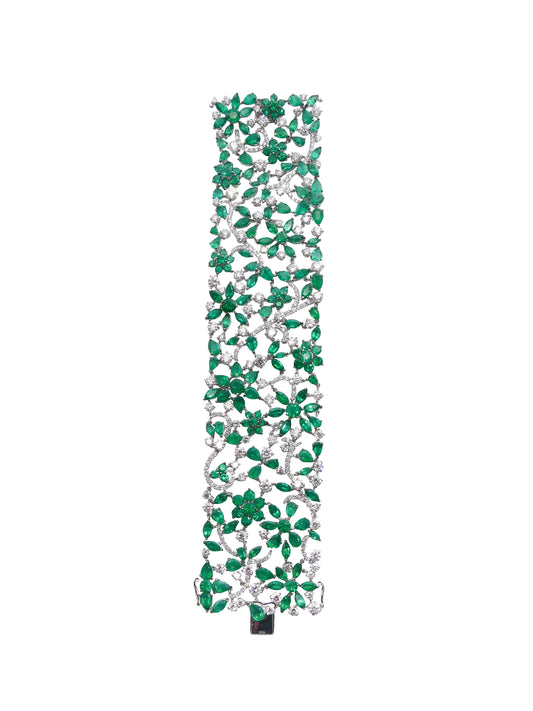 Emerald and Diamond Lace Bracelet
