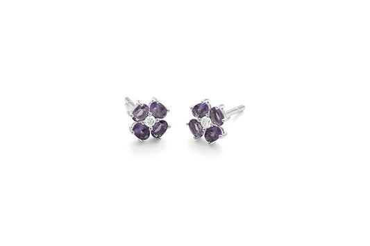 Amethyst Flower Studs
