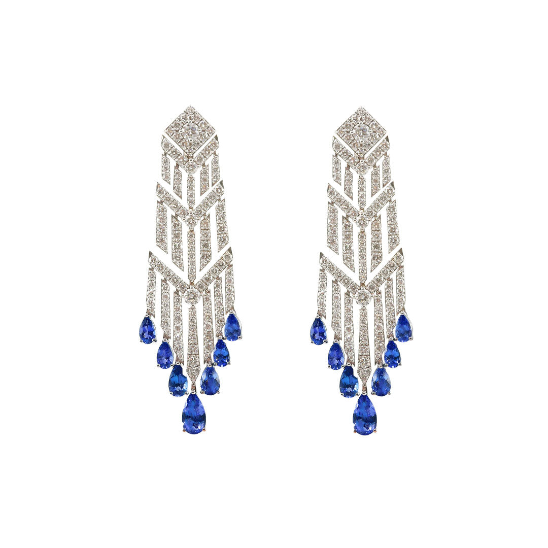 Déco Tanzanite Diamond Earrings