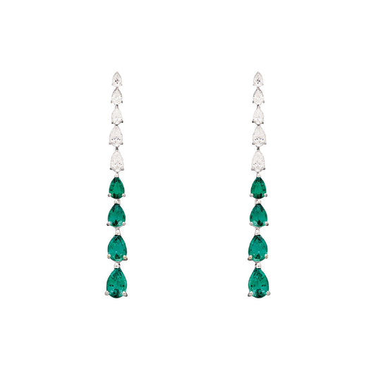 Waterfall Emerald Diamond Earrings