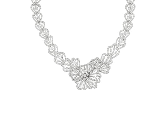 Diamond Floral Statement Necklace