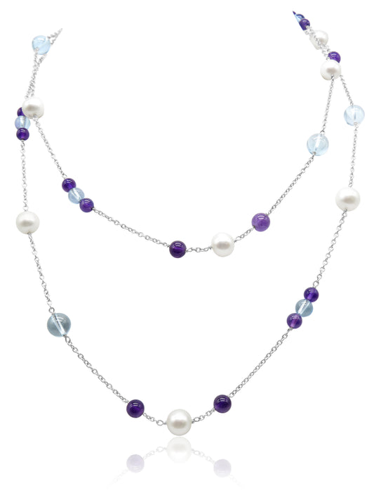 Colourful Beaded Pearl Necklace