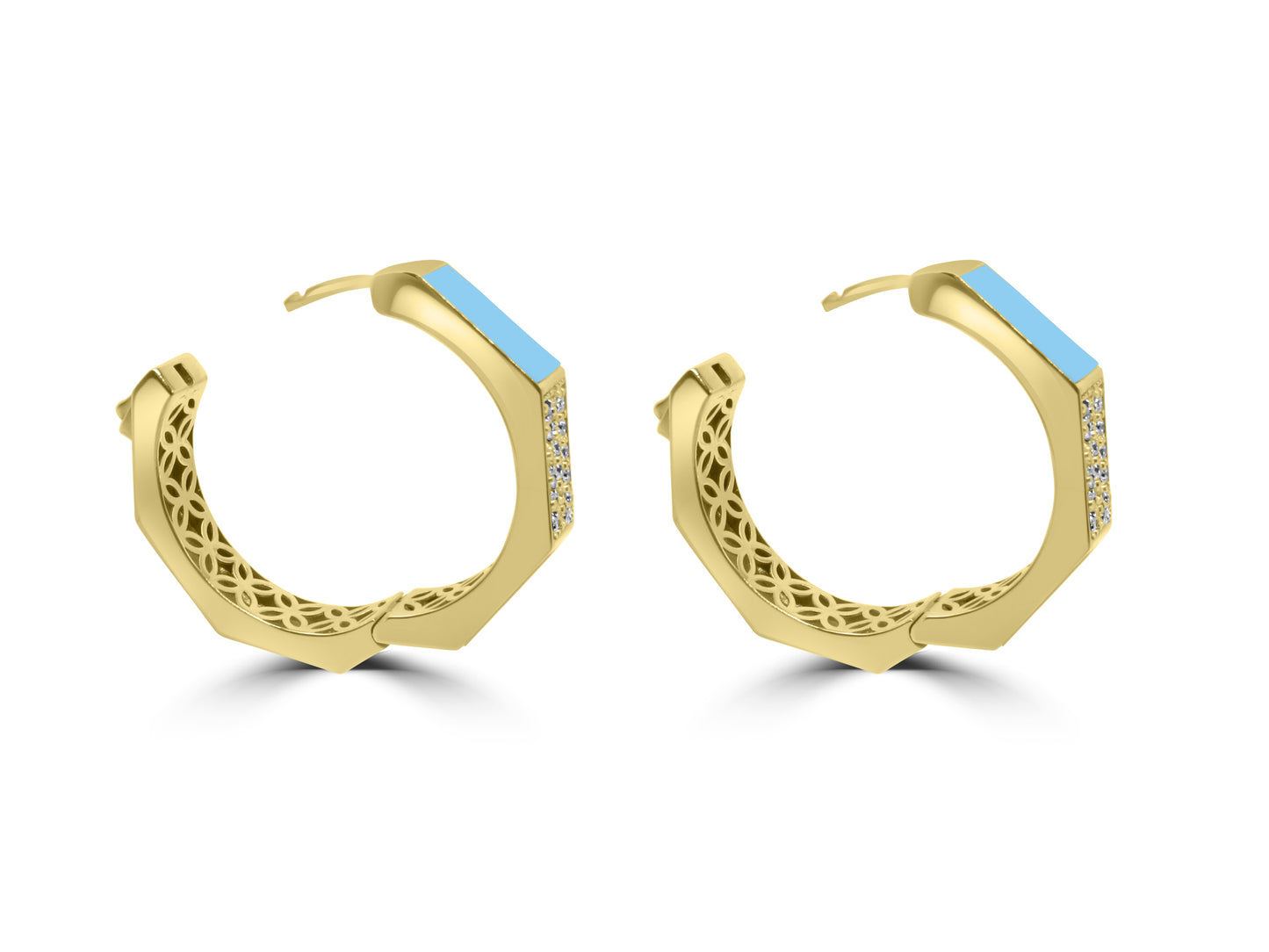 Mozafarian Turquoise and Diamond Earrings
