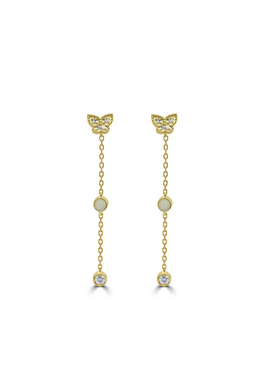 Diamond Butterfly Drop Earrings