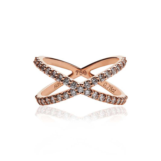 Diamond Crossover Ring in Rose Gold
