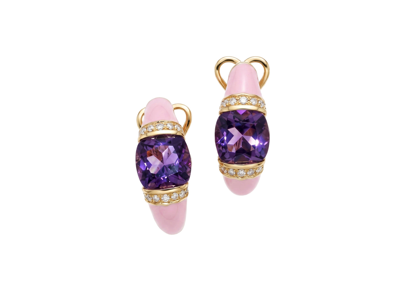 Amethyst Pink Enamel Earrings