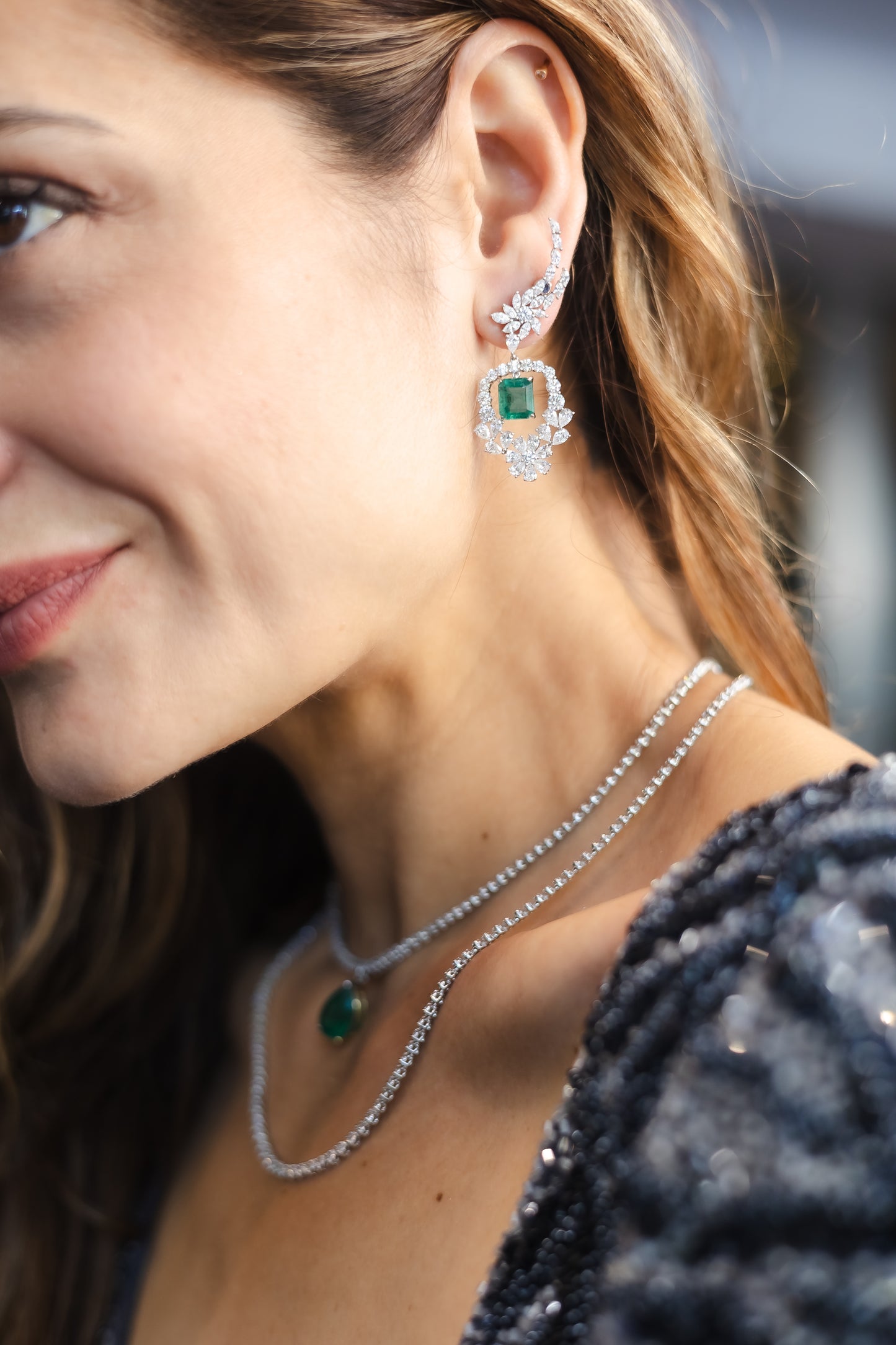 Emerald and Diamond Earrings