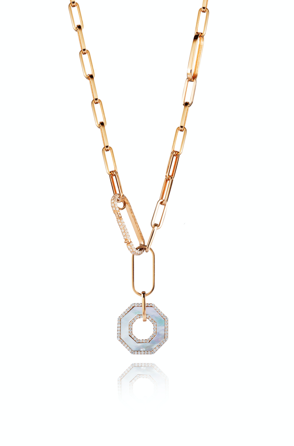 Pearl and diamond chain necklace