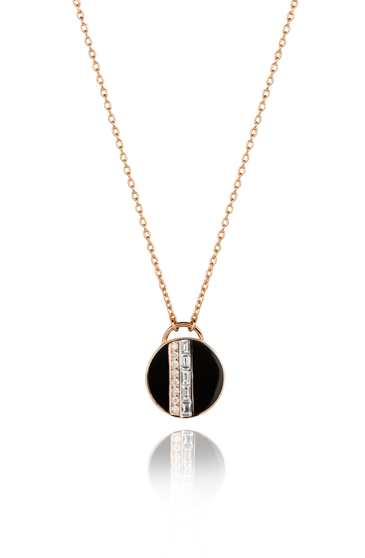 Diamond and Black Enamel Pendant