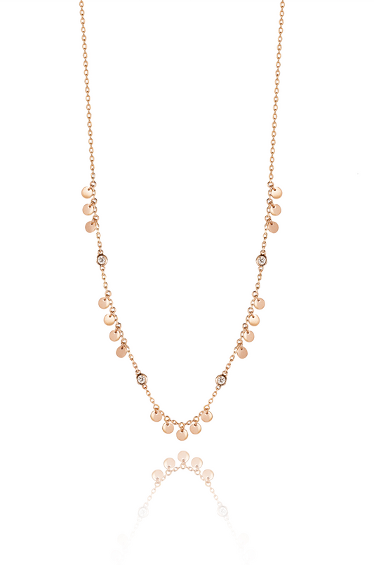 Gold and Diamond Shimmering Circle Necklace
