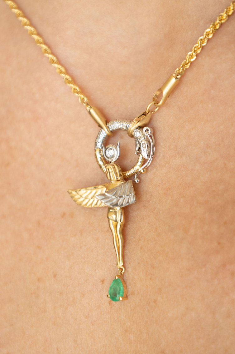 Diamond and Emerald Virgo Pendant