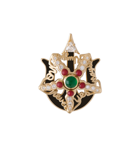 Spinning Black Enamel, Emerald & Diamond Starfish Pendant