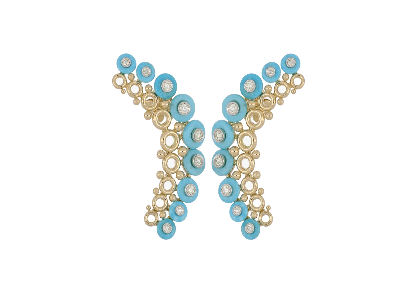 Turquoise Circular Cluster Earrings