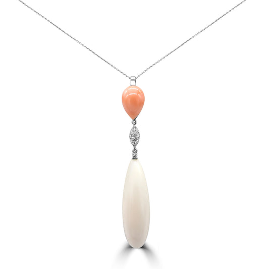 Coral and Diamond Necklace