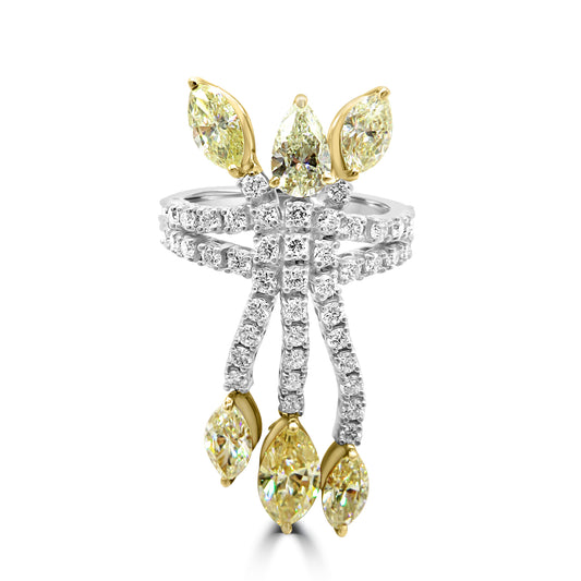 Yellow and White Diamond Ring