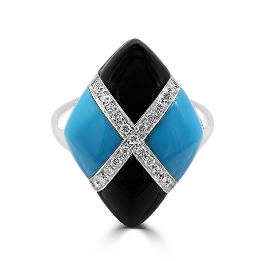 Turquoise and Onyx Ring