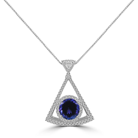 Exceptional Platinum Tanzanite Pendant with Diamonds
