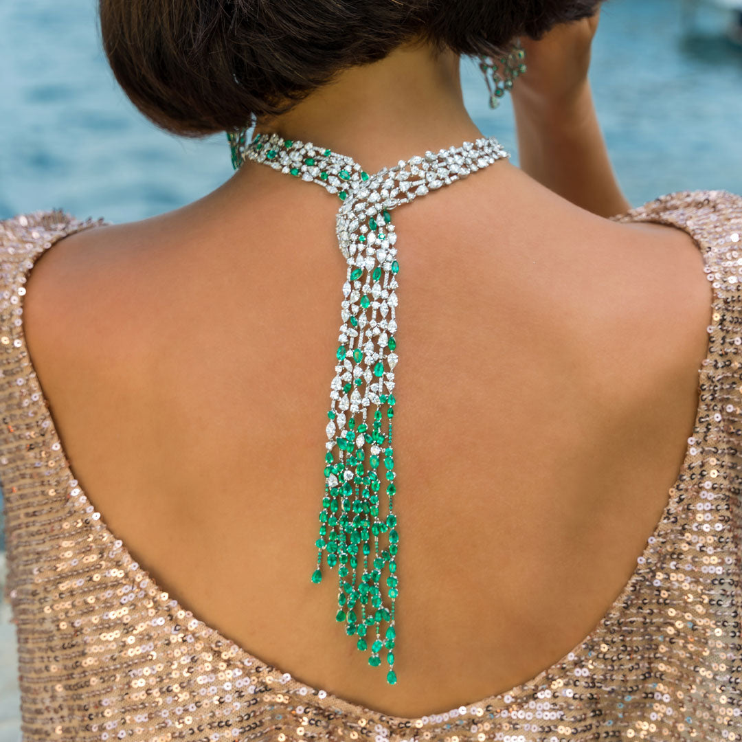 Emerald and Diamond Statement Necklace