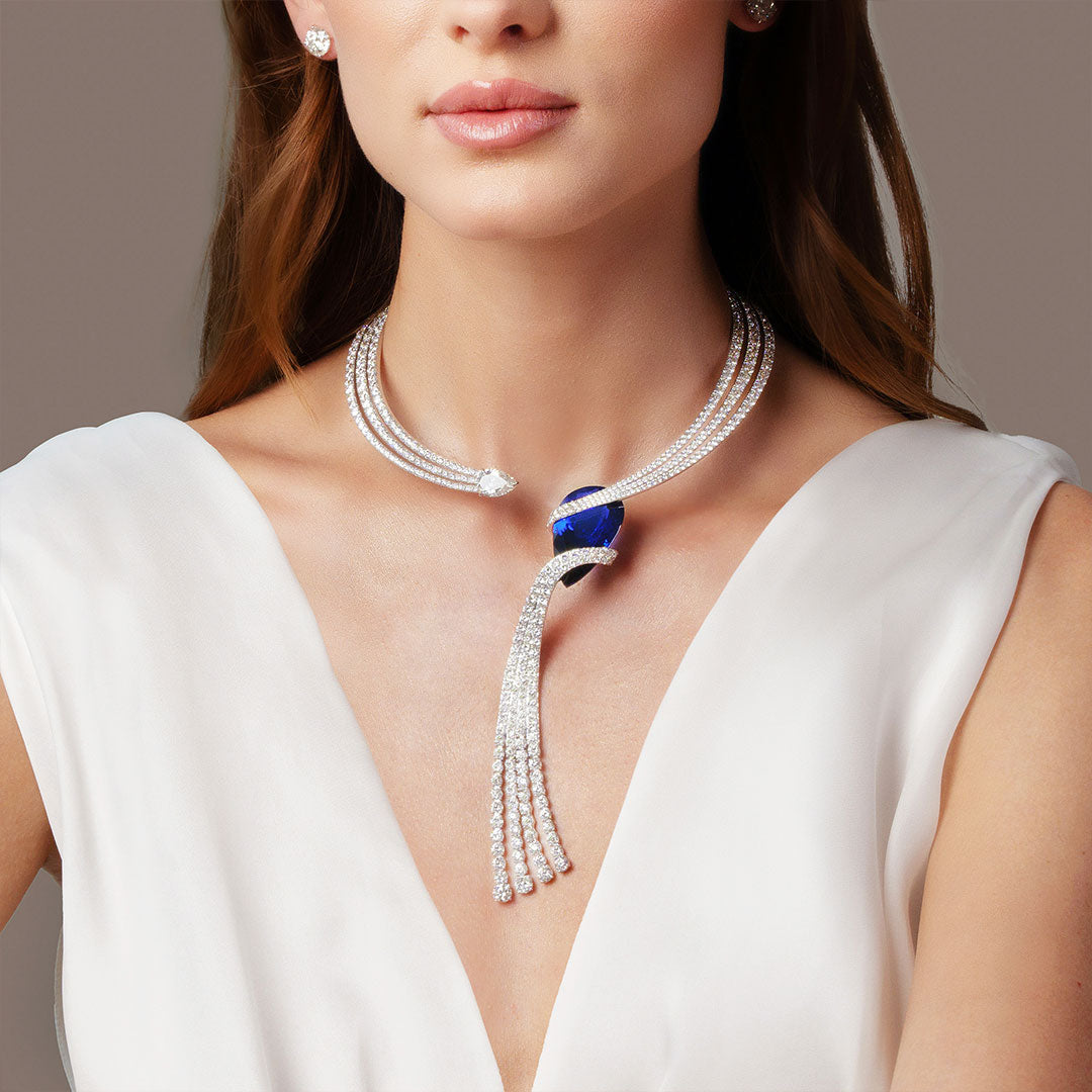 Tanzanite and Diamond Statement Necklace