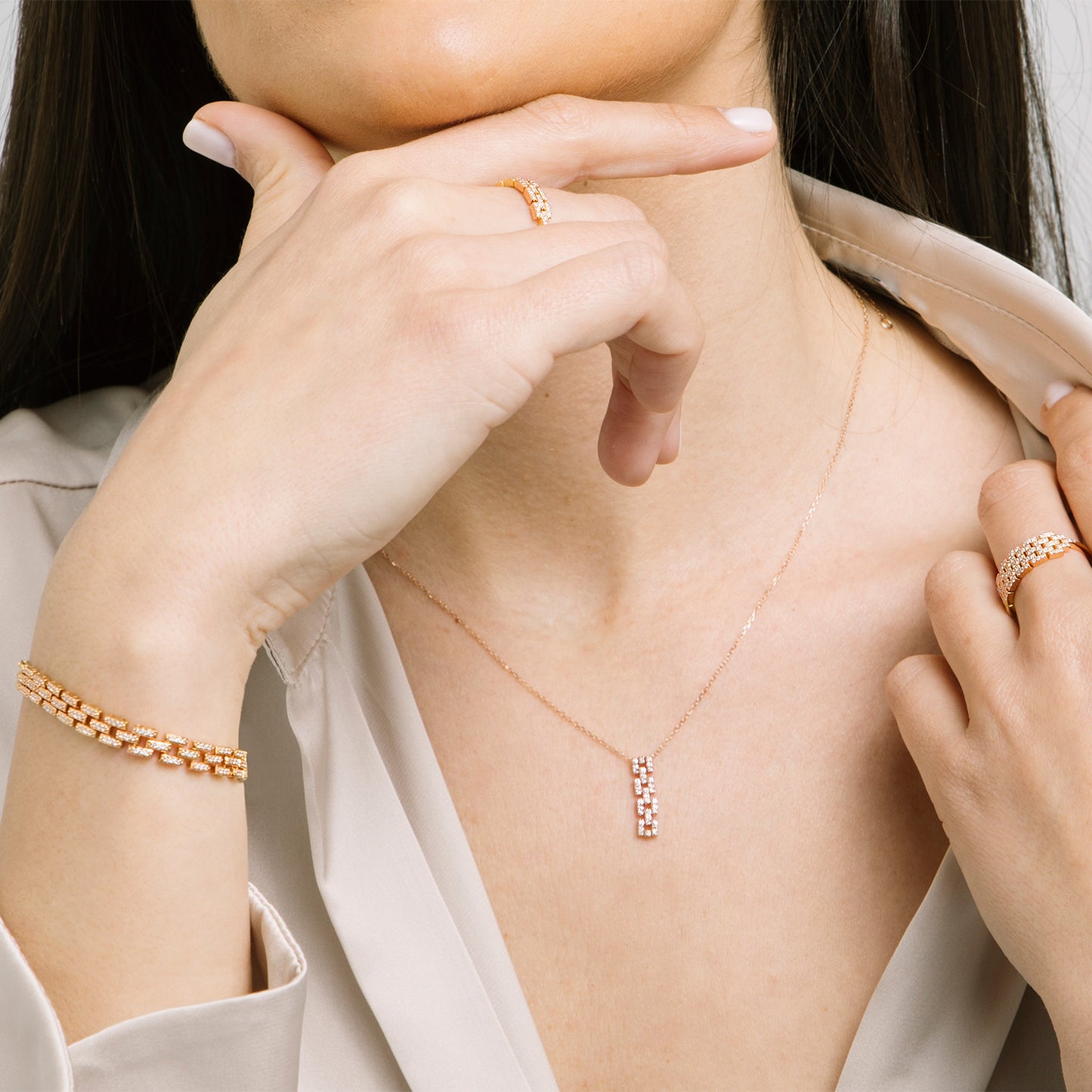 Chain Motif Diamond Pendant