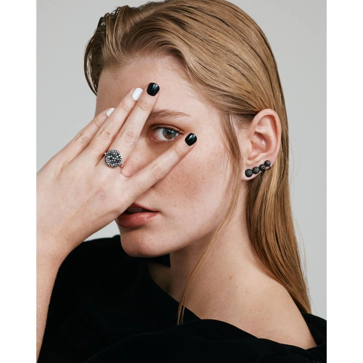 Black Diamond Ear Cuff - Left