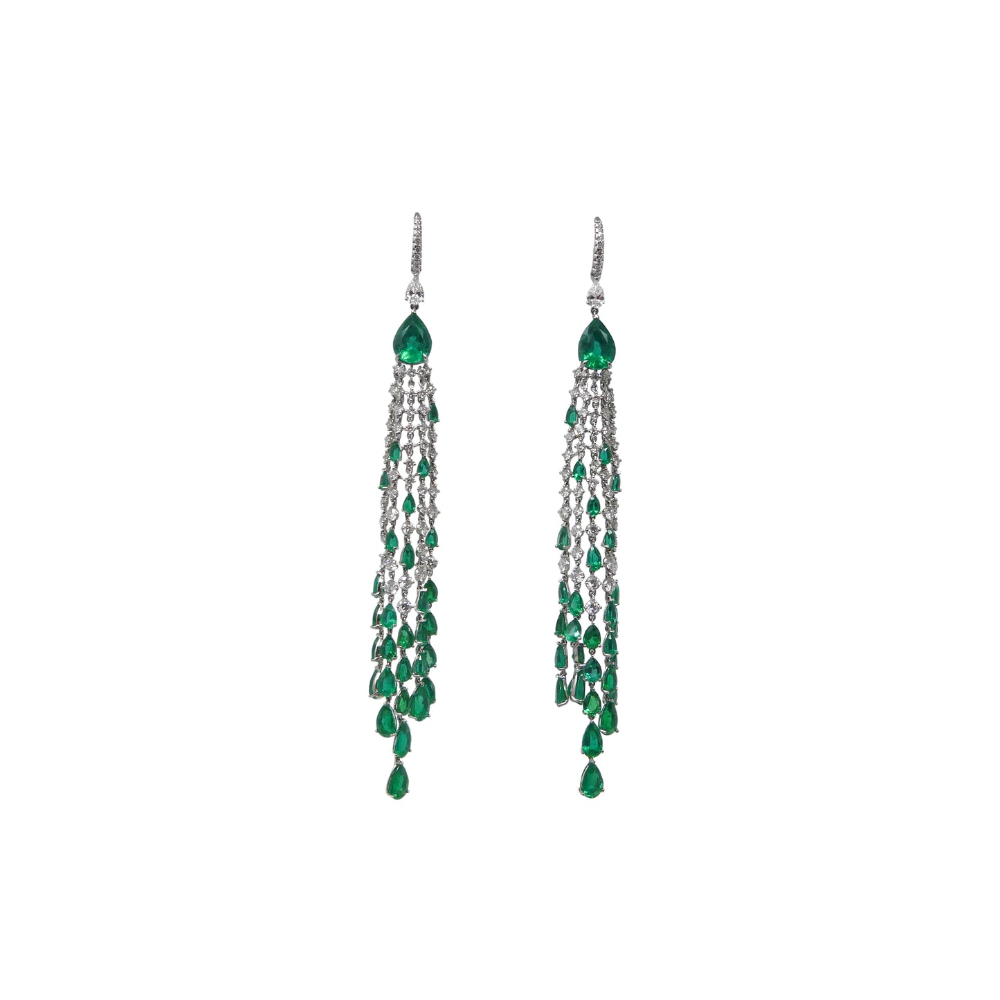 Emerald and Diamond Cascade Earrings