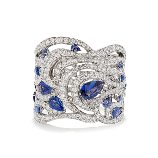 Tanzanite and Diamond Tide Bangle