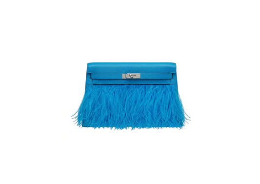 Hermès Kelly Elan Bleu Frida Feather Bag