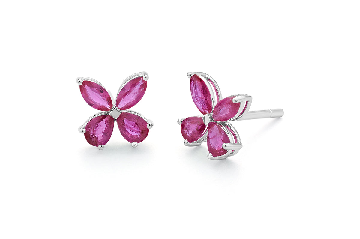 Ruby Butterfly Studs
