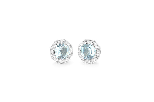 Diamond and Aquamarine studs