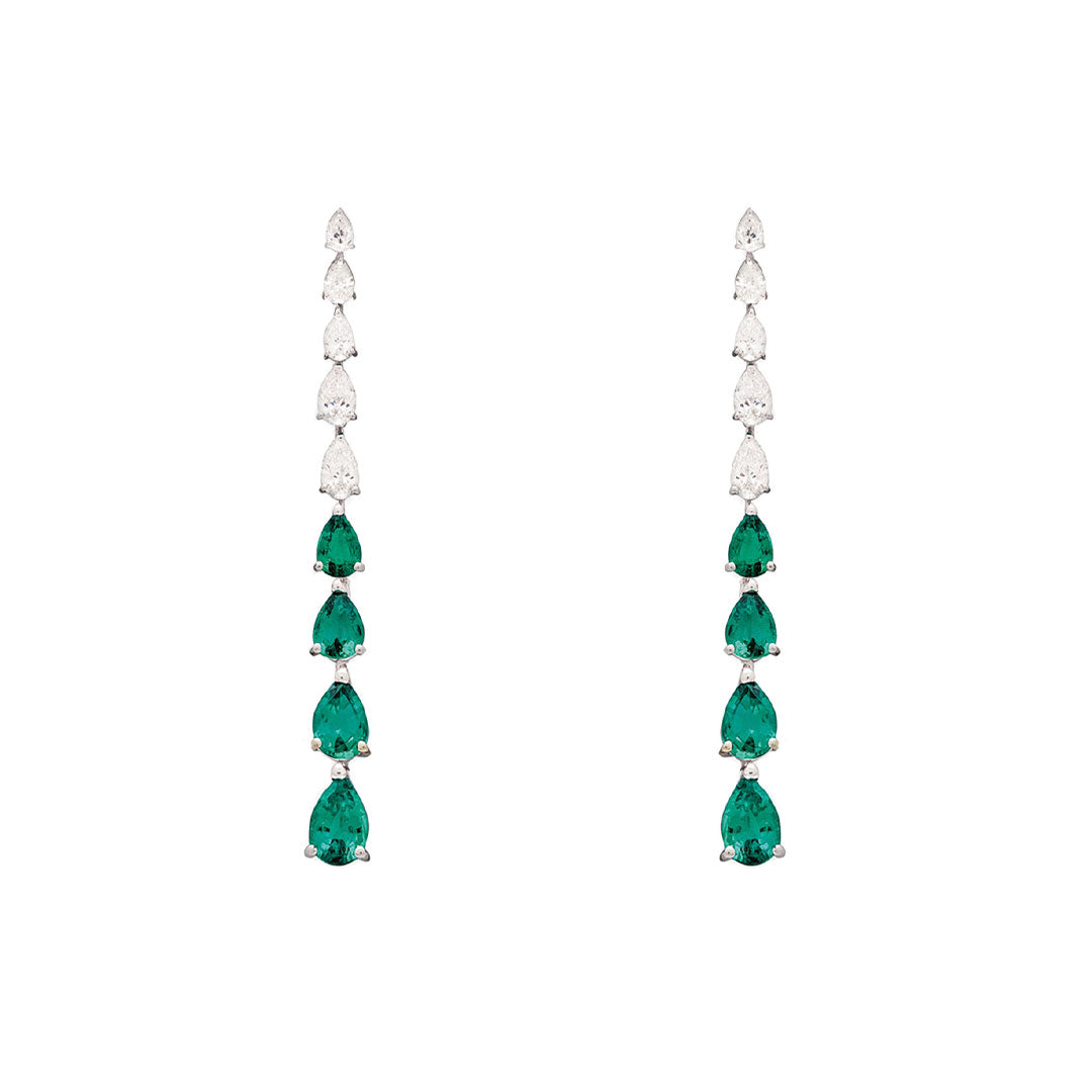 Waterfall Emerald Diamond Earrings