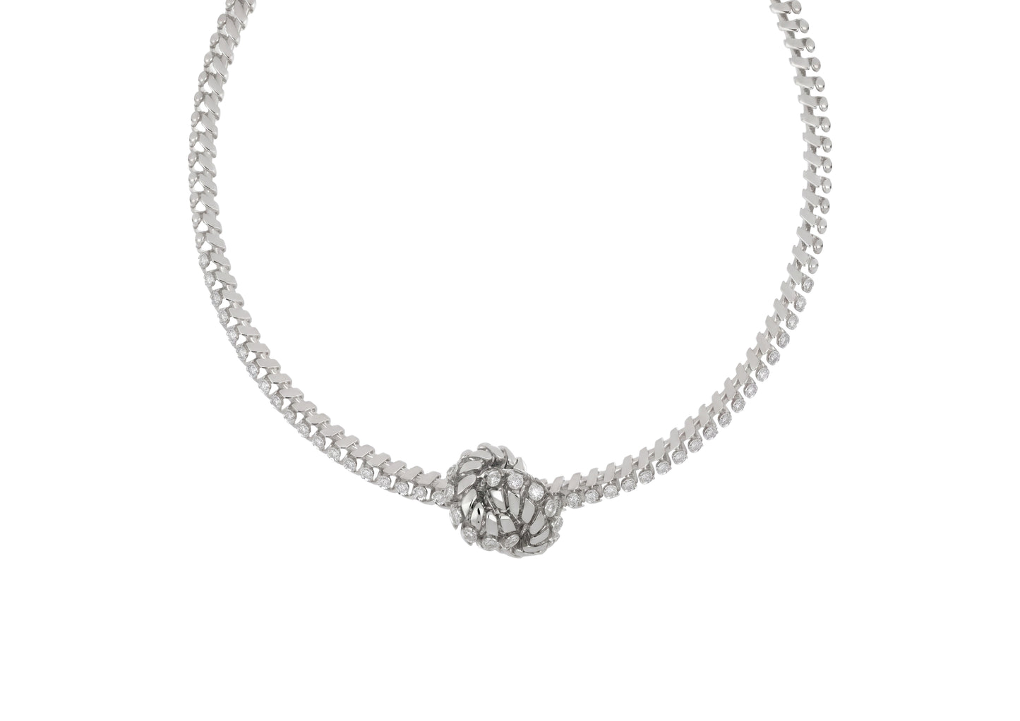 White Diamond Petite Knot Neklace