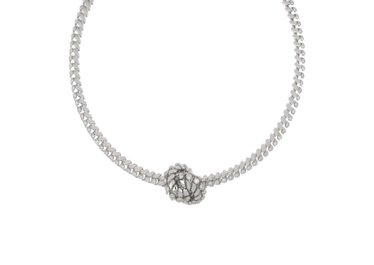 White Diamond Petite Knot Neklace