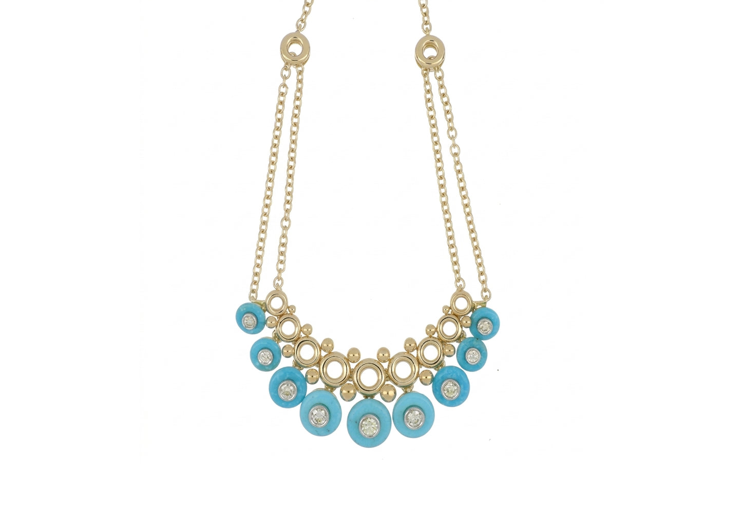 Circular Turquoise Cluster Necklace