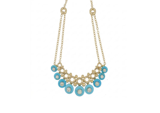 Circular Turquoise Cluster Necklace