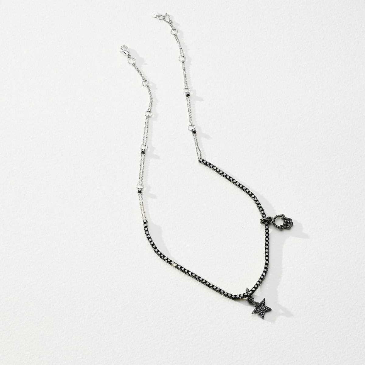 Hamsa Black Diamond Charm