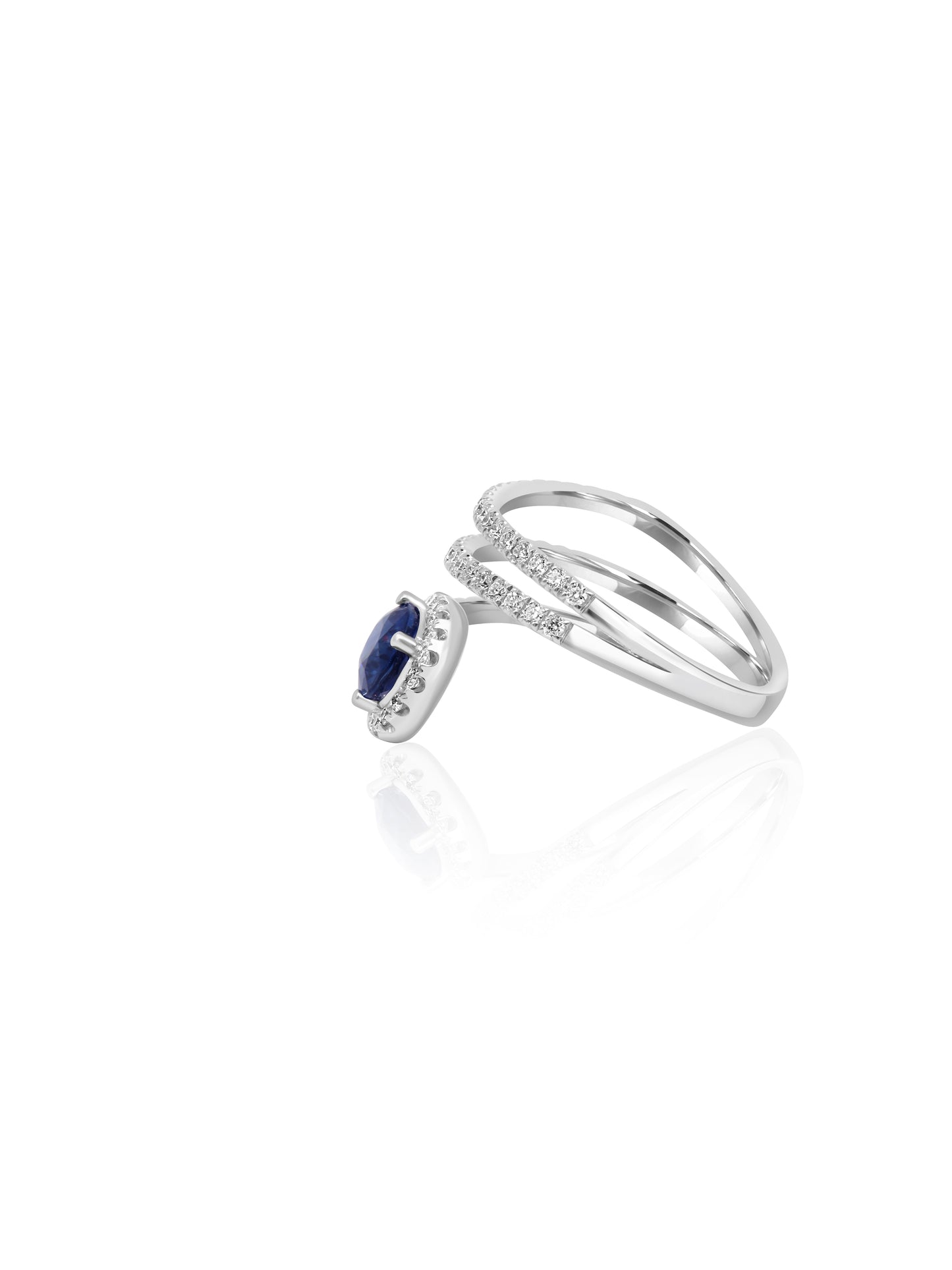 Sapphire & Diamond Spiral Ring