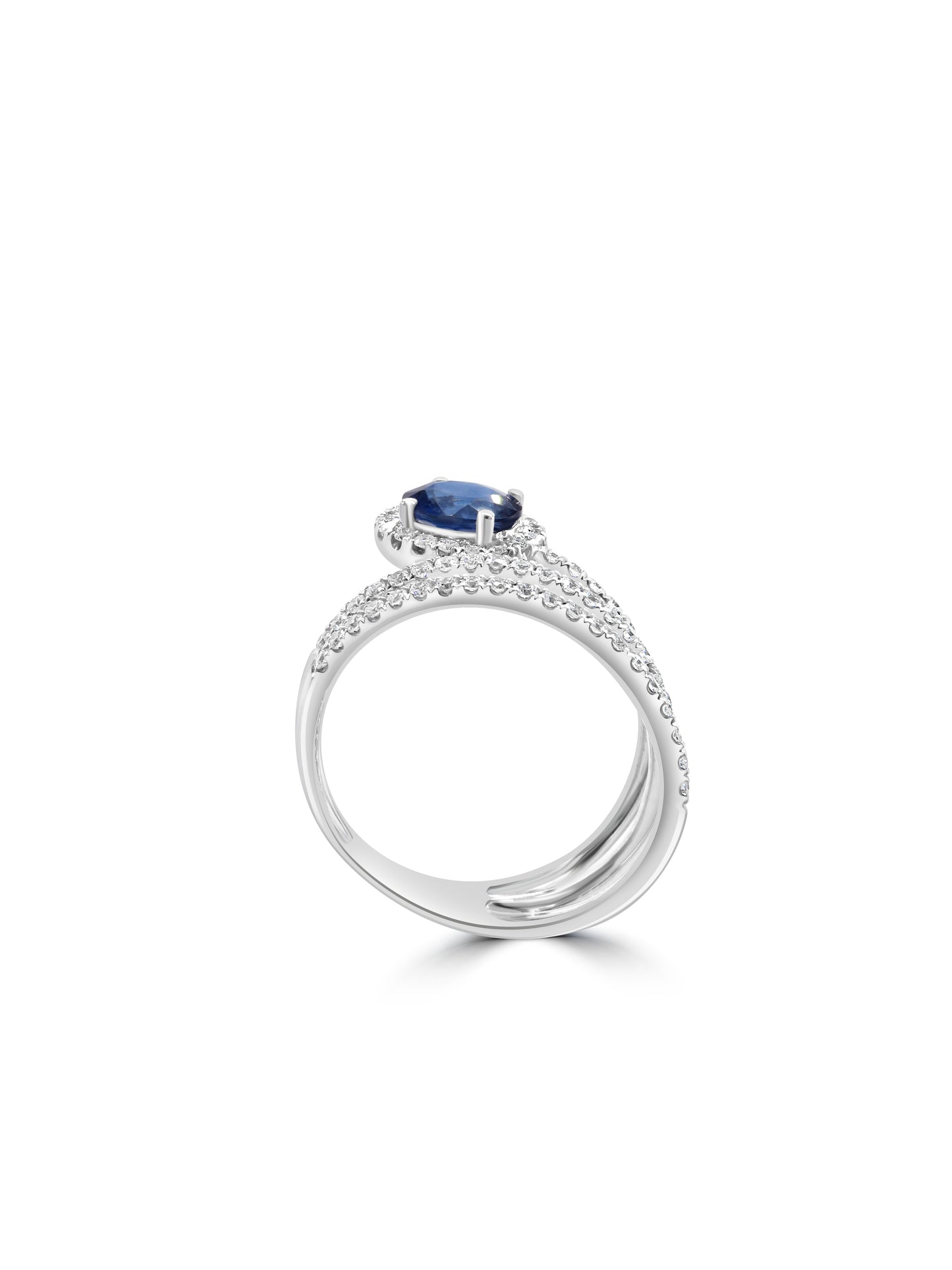 Sapphire & Diamond Spiral Ring