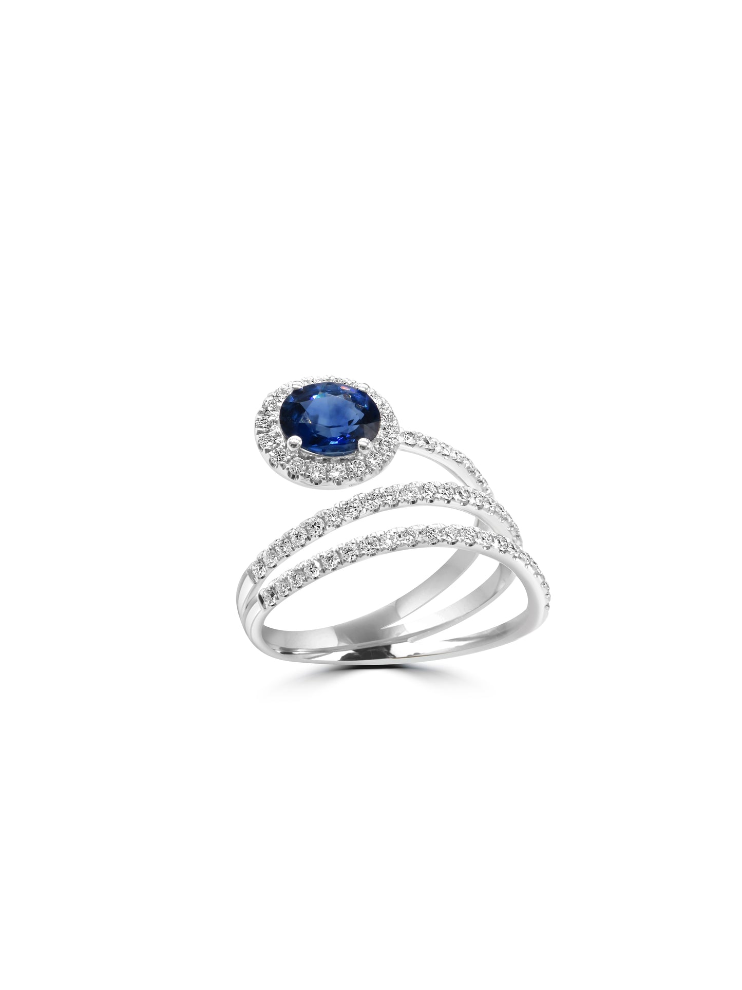 Sapphire & Diamond Spiral Ring