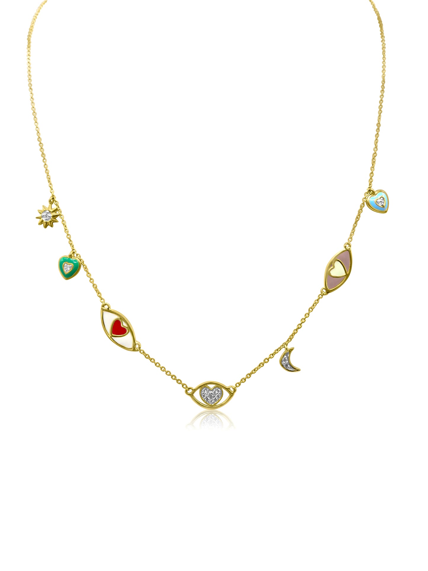 Gold and Diamond Charm Necklace
