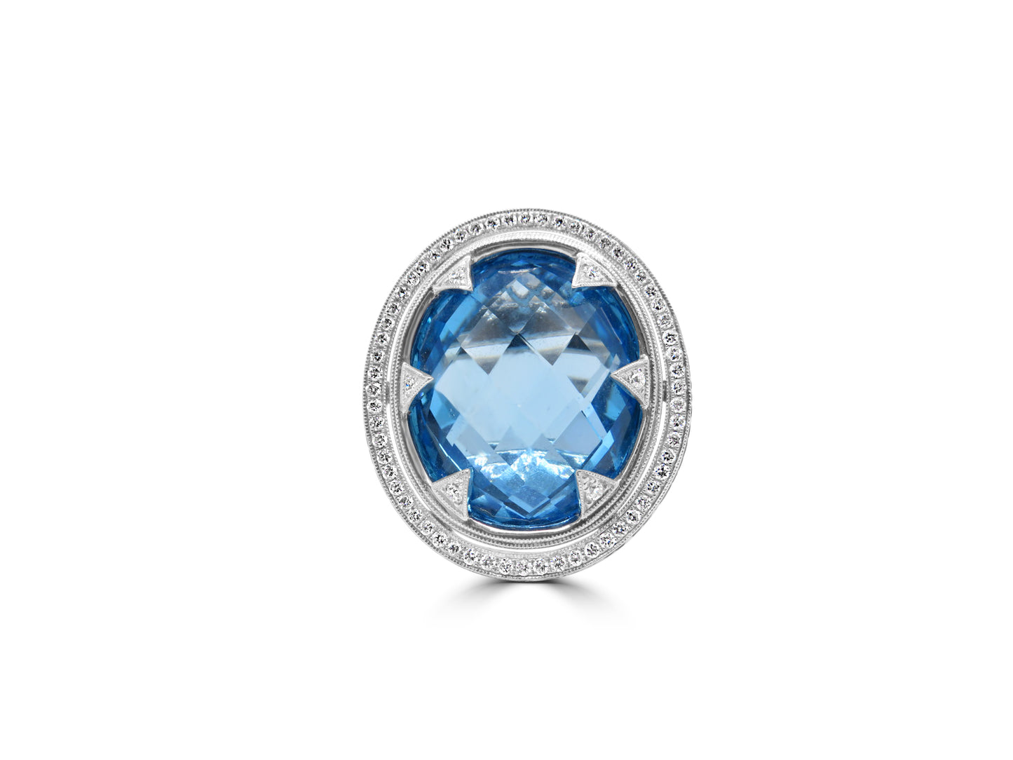 Blue Topaz and Diamond Statement Ring