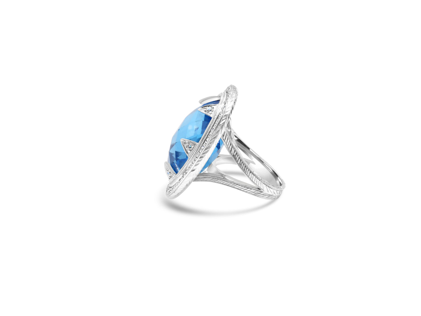 Blue Topaz and Diamond Statement Ring