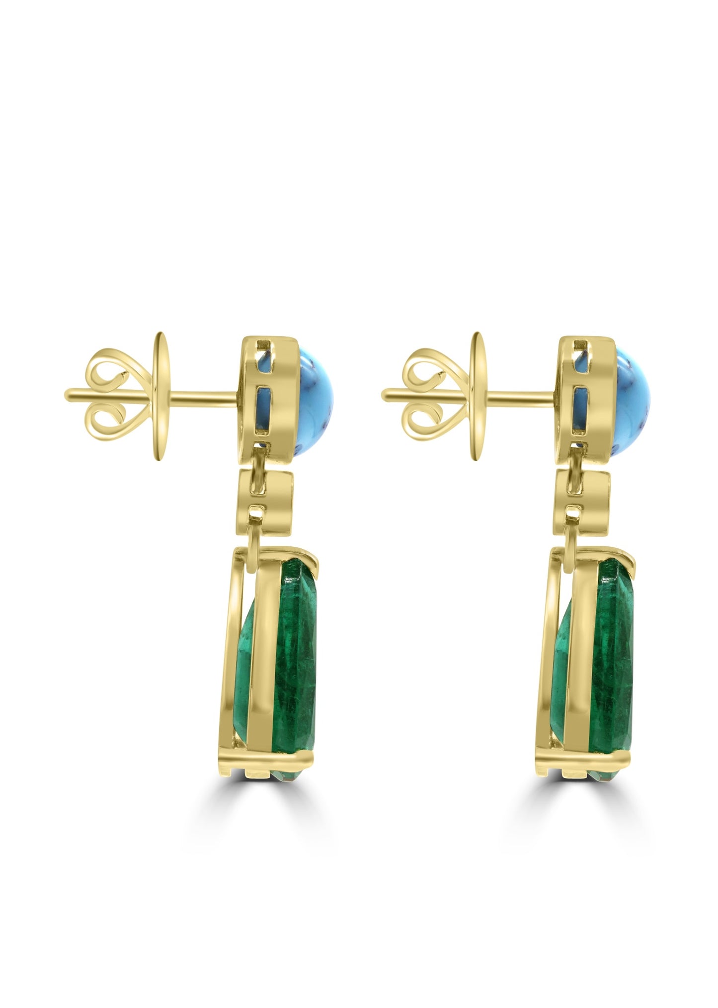 Turquoise and Zambian Emerald Drop Earrings