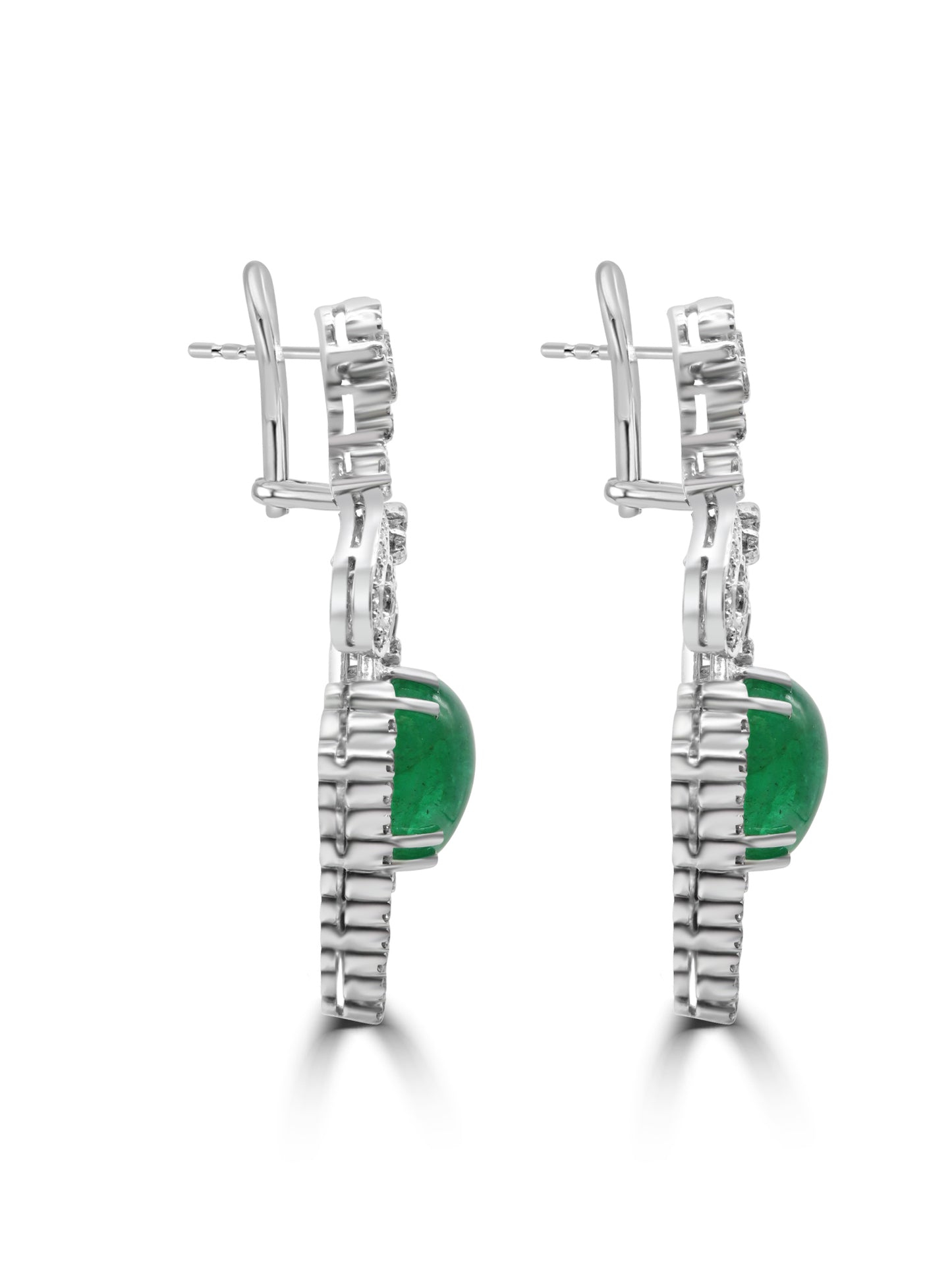 Cabochon Emerald and Diamond Drop Earrings