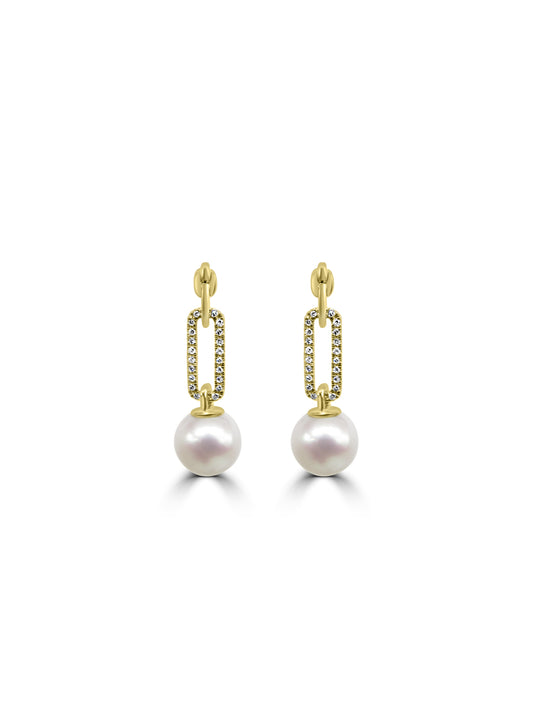 Pearl and Diamond Drop Earrings