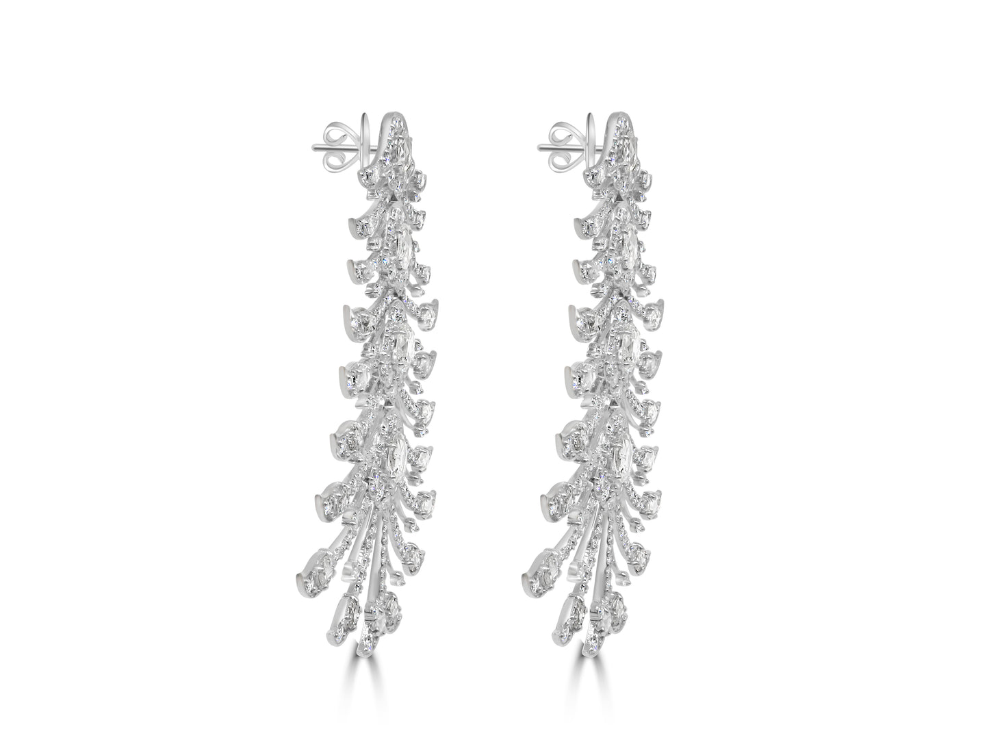 Diamond Feather Earrings