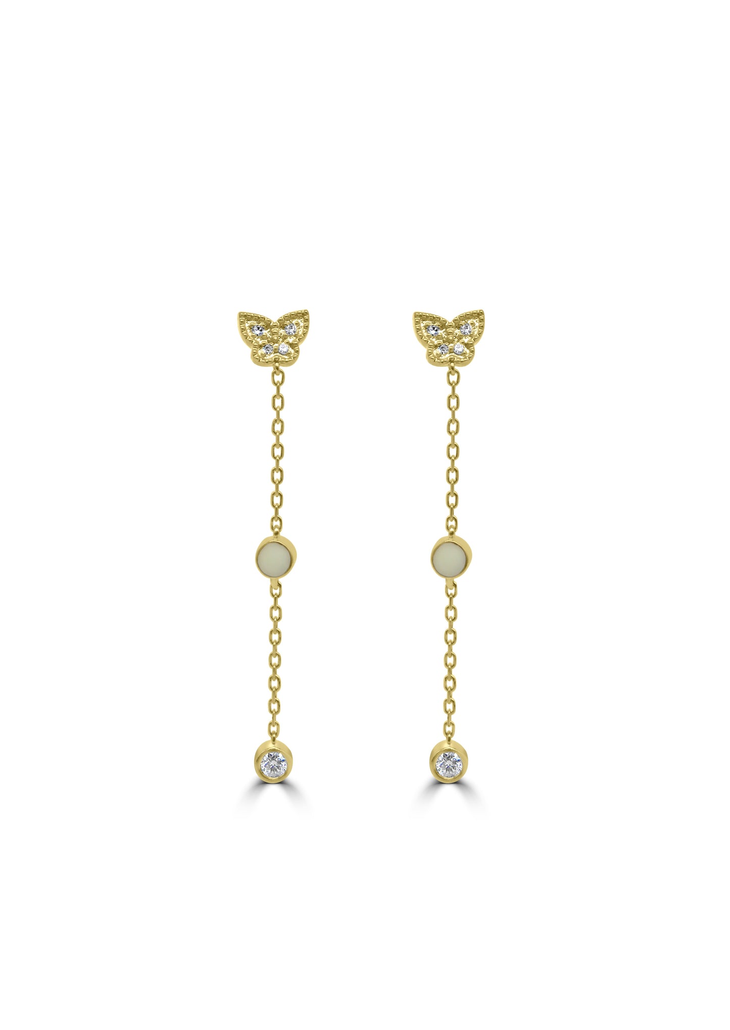 Diamond Butterfly Drop Earrings