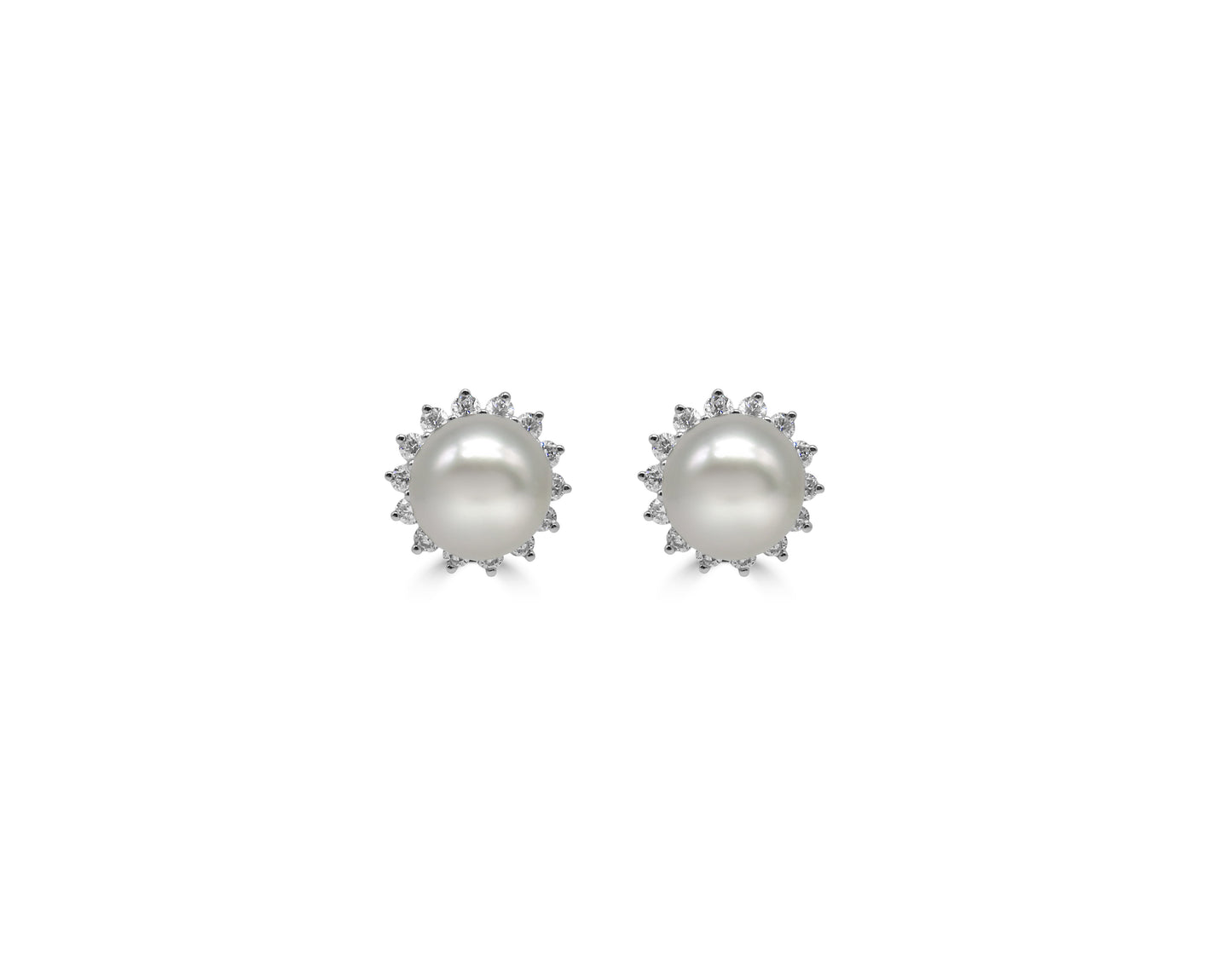 Pearl and Diamond Stud Earrings