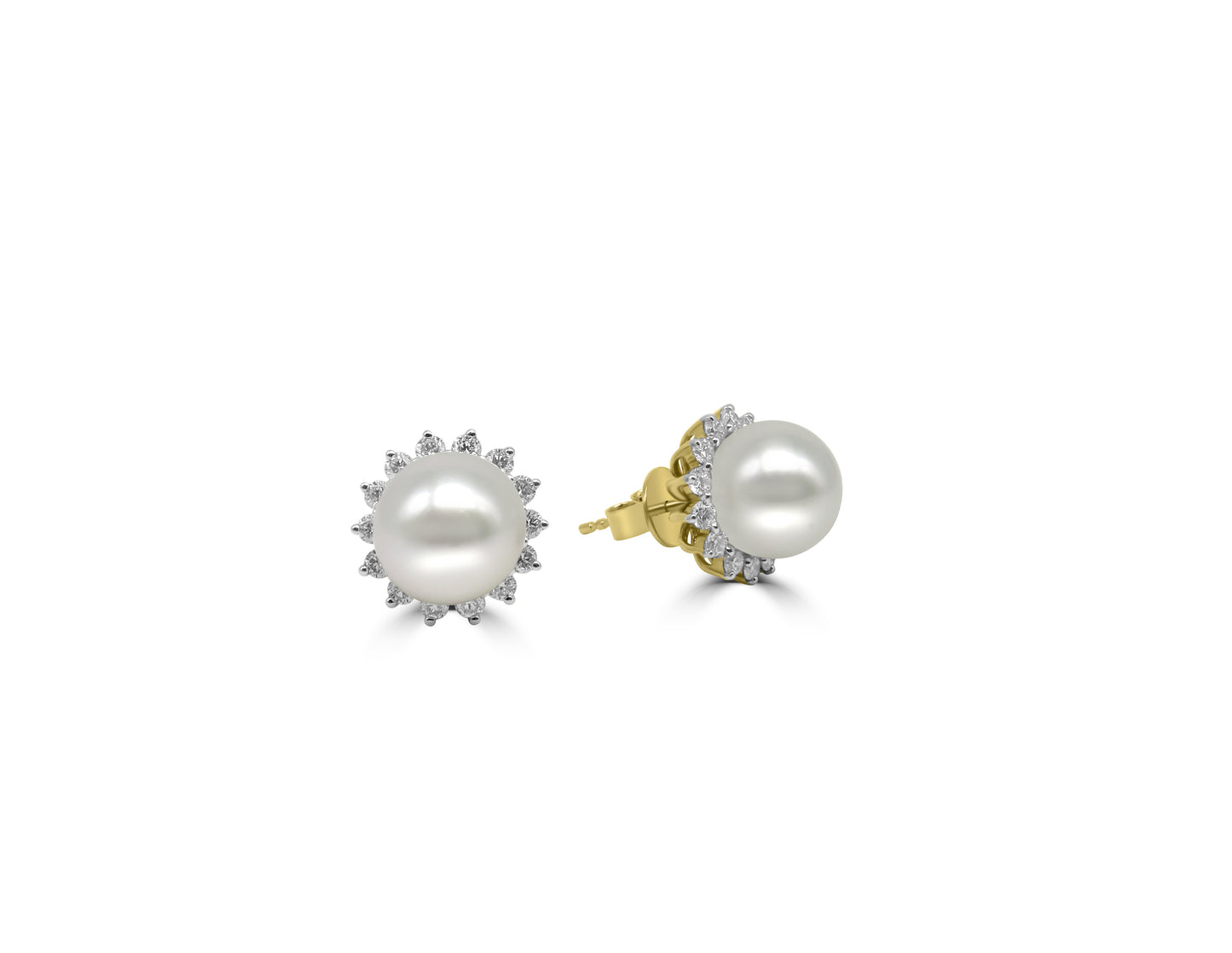 Pearl and Diamond Stud Earrings